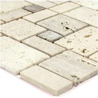 Mosafil Mosaikfliesen Naturstein Travertin Mosaikfliesen Lorenzo Beige Selbstklebend, Naturstein-Travertin 30.500x30.500, beige