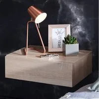 FINEBUY Nachtschrank SuVa11921_1 Wandregal mit Schublade Nachtkommode hängend schwebend (Nachtkästchen mit Schublade, Nachtschrank Modern) Nachttisch für Wandmontage 46x15x30cm Sonoma