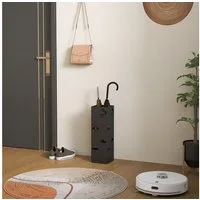 HOMCOM Schirmständer Regenschirmhalter mit 4 Haken, abnehmbare Wasserauffangschale (Schirmkorb für Schirme, Gehstöcke, 1 St., Stahl), 15,5 x 15,5 x 49 cm, Schwarz