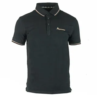 Aquascutum Markenlogo Schwarzes Poloshirt