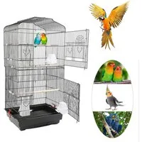 JEOBEST Vogelkäfig Vogelbauer Vogelvoliere Vogelhaus mit 3 Sitzstangen, Käfig, mit Vogelspielzeuge, Futternapf