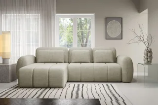 Ecksofa Schlafsofa Sofa CARIA in Stoff Quelle Ecru Ottomane Links