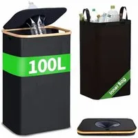 Kityhome Müllsackständer 100L Faltbarer Recyclingbehälter mit Beutel – Flaschen & Wäschekorb, 2 TRAGETASCHEN zum WECHSELN