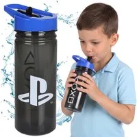 Sarcia.eu Trinkflasche PlayStation Trinkflasche mit Griff und Trinkhalm, 470 ml