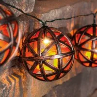 esotec LED Gartenleuchte Solarkette Valerie 2m +2m Kabel 2500K altkupfer/kupfergold 103017, Dauerlicht, ON/OFF, LED fest integriert, 2500K warmweiß, 8 Leuchtkugeln mit Ornament-Bandverzierung, solarbetrieben
