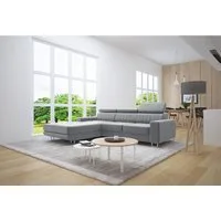 thematys Ecksofa Ecksofa mit Schlaffunktion und Bettkasten, L-Form, Samt, - mit verstellbaren Kopfstützen, – L-Form 250×183 cm – Schlafsofa mit Auszug, – L-Form 250×183 cm – Schlafsofa mit Auszug