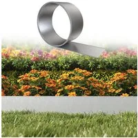 Ferghana Rasenkante Rasenkante Metall Verzinkt, Flexible Beetumrandung Garten, Rostfreie Mähkante Blumenbeet, Pflanzkübel Begrenzung Moosverhütung Dach, Silber Schwarz Rostoptik