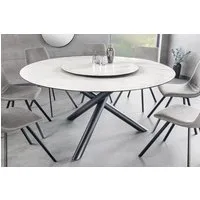 riess-ambiente Esstisch SPIN 150cm weiß/schwarz - Keramik, Metall, mit abnehmbarer Drehplatte (Einzelartikel, 1-St), runde Platte im Marmor-Look mit 360° Lazy Susan - ideal für 6 Personen