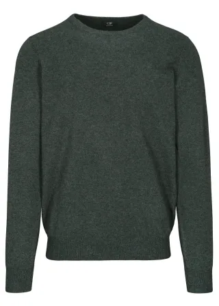 COMMANDER Finest Clothing - Rdh.-Pullover Basic, uni dark khaki mel. - Gr. - S