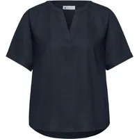 STREET ONE Blusenshirt blau,Casual,Viskose,Unifarben,V-Ausschnitt,Kurz,Gerade