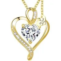 Limana Herzkette Silberkette Herz Damen 925 vergoldet Halskette Geschenk für Frauen (inkl. Geschenkdose und Tasche Geburtstag Weihnachtsgeschenk), Liebe Schmuck für Ehefrau Freundin Mutter Oma