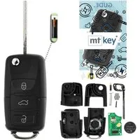 mt-key Schlüsseltasche Auto Funk Klappschlüssel Fernbedienung 434MHZ ID48 CAN (Set), für VW EOS (1F, 06–09), Golf (5K VI, 08–09), Golf Plus (5M I, 12.0...