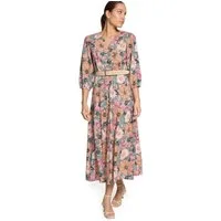 Zero Maxikleid Damen mit Blumenprint Gürtel