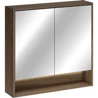 Lomadox Spiegelschrank VERZUOLO-56-WALNUT 80 cm breit in Walnuss, 2-türig, inkl. LED-Beleuchtung