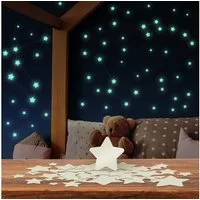 lilimaus Wandsticker Leuchtsterne selbstklebend - Sternenhimmel fürs Kinderzimmer (400 St), laden tagsüber Licht & leuchten nachts sanft - ohne Strom