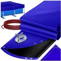KESSER Solarabdeckplane Solar Poolabdeckung inkl. Stahlseil & Seilspanner mit Ösen, 200g/m² PE Material, UV-resistent & Wetterfest für Sommer & Winter