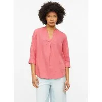 s.Oliver Kurzarmbluse Bluse Leinenmix-Bluse mit Turn-up