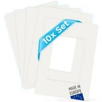PHOTOLINI Bilderrahmen Passepartout Set mit Schrägschnitt – für eine edle Bildpräsentation, für 10 Bilder (10er Set), Hochwertiger Karton, Galerie-Look für Fotos, Poster oder Zeichnungen