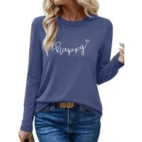 PYLIKE Longsleeve Shirts Damen Casual Brief Ausgefallene bequemes Langarmshirt Geeignet für den täglichen Gebrauch im Büro und zu Hause