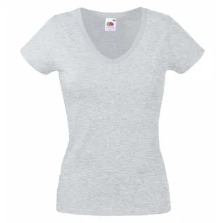 Fruit of the Loom - "Valueweight" T-Shirt V-Ausschnitt für Damen (Grau Meliert)