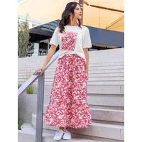 Blue Seven Sommerkleid 182075 Damen Stufenrock Allover-Print Floral - Midi-Rock elastische Taille