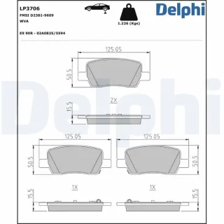 Delphi Bremsbel?ge hinten Hyundai Santa Kia Sorento