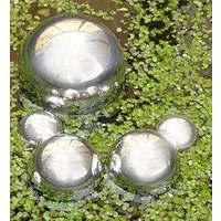 LB H&F Lilienburg Dekokugel 6er SET Schwimmkugel Schwimmkugel Teichkugel Teichkugeln (Dekokugeln Wasserkugeln Wasserkugel, Kugeln Garten Dekoration Brunnen Teichdeko Rosenkugel), silber Metall Edelstahl Deko Teich Miniteich Gartenteich Kugel