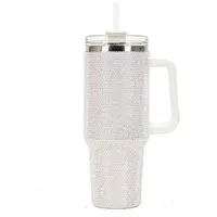 Nagham Ghazal Aswad Coffee-to-go-Becher Diamond Design Thermobecher 40oz Edelstahl Isolierbecher Glitzer, Doppelwandige IsolierungMit Griff, Großes Fassungsvermögen