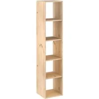 Astigarraga Kit Line Standregal Vollholz-Würfelregal mit fünf Fächern, Bücherregal, Raumteiler, Unbehandeltes Kiefernholz