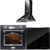 Kaiser Küchengeräte Backofen-Set Herd Set Autark Elektro Backofen 60 cm Autark, Teleskop-System, 67L, 8 Funktionen+High Light Glaskeramik Kochfeld 60cm Schwarz glas+Retro Dunstabzugshaube 910 m³/h 60 cm EH 6355 Em Sil+KCT 6115 F+A 6315 Em Sil Eco, mi