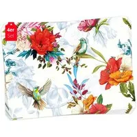cover-your-desk.de Platzset Tischset, Platzset abwaschbar - Bunte Kolibris mit Wildblumen, (aus erstklassigem Vinyl (Kunststoff – BPA-frei), 4-St., 44 x 32 cm - rutschfeste Tischdekoration), Made in Germany