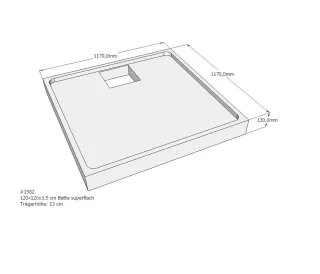Neuesbad Wannenträger für Bette superflach 120x120x3,5 SD22082