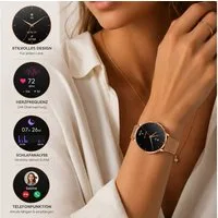 XCOAST SIONA 2 NANO - kleine Damen Smartwatch (37 cm, iOS Android) 6,9mm flach, Anrufe, Schrittzähler, Puls, Blutdruck, Schlafüberwachung, 1-tlg., 6,9mm hoch, 37mm Display, über 100 Sportarten, bis zu 6 Tage Akku, 6,9mm flach, Edelstahl, wasserdicht,