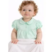 La Bortini Body Baby Kurzarmbody in Min Grün mit Kragen aus reiner Baumwolle, 44 50 56 62 68 74 80 86 92 98