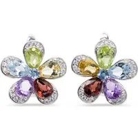 SCHEPPE SCHMUCK Ohrstecker-Set Damen - echte Edelsteine - 925 Sterling Silber - Blume Blüte (Set, 2-tlg., Zum Schutz rhodiniert, incl. Schmuckbox), Echte Edelsteine