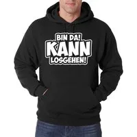 Youth Designz Kapuzenpullover BIN DA! Kann Los Gehen! Herren Hoodie Pullover mit Motivation Spruch