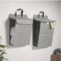 Haushalt International Wäschekorb Wäschebehälter Wäschesammler Wand 2 Größen 2er Set (Set, 2 St., Packung), 56x39x13cm - 30L, Trageschlaufen, 45x35x10cm - 20L, Baumwolle