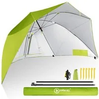 HOMECALL Strandmuschel 2 in 1 Strandschirm Umschaltbar Ø 270cm Sonnenschirm Strand Groß, (mit Fenster - Windschutz Strand, Regendicht, UV50+ Sonnenschutz), Gartenschirm für 2-3 Personen