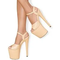 EIS EIS Absatzschuhe, Plateau-Sandalette, beige High Heels, verführerisch T-Strap-Zehentrenner matte Optik, mit Pfennigabsatz, bequeme Schnalle