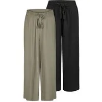 DENIMFY Chinohose Damen Palazzo Hose DFKate 2er Pack Loose Fit (Vorteilspack) Sommerhose mit Taschen