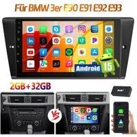 ESSGOO DAB+ Für BMW 3er E90 E91 E92 E93 9'' Carplay Android15 GPS WIFI BT Autoradio (RDS, 4+64GB(optional), DAB (optional), FM, AM, DAB+ (optional), Carplay Android Auto Bluetooth EQ USB GPS Navi WIFI Touchscreen)