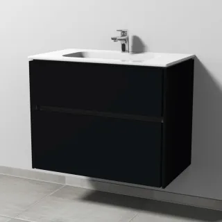 Sanipa Twiga Keramik-Set Design mit 2 Auszügen, Schwarz-Matt, SL24008 SL24008