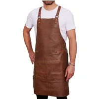 REDSALT® Grillschürze Premium Lederschürze 100% Rindsleder 84x62cm Crossback, Beidseitige Materialschlaufen, Frontasche, verstellbare Rückenträger