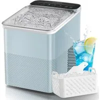 FOHERE Kühlbox Eiswürfelmaschine Klein, 14Kg/24h, 9 Eiswürfel/5Min, selbstreinigend, mit Schaufel/Korb, 2 Größen, Zuhause/Büro/Bar/RV