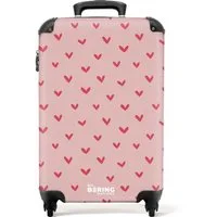 NoBoringSuitcases.com© Kinderkoffer Herzmuster mit rosa Farben 55x35x20cm, Handgepäck-Koffer, Kinderkoffer, Reisekoffer Mädchen