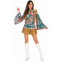 Das Kostümland Kostüm Retro Hippie Kostüm Breanna mit Fransen für Damen