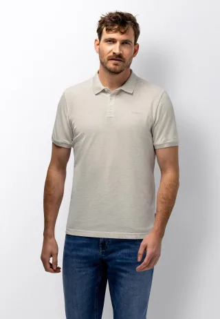 State of Art - Piqu�-Poloshirt aus Baumwoll-Stretch hellbeige uni - Gr. - M