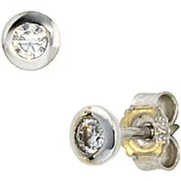 JOBO Paar Ohrstecker, rund 375 Weißgold mit Zirkonia