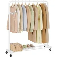 SONGMICS Kleiderständer Kleiderstange, Garderobenständer, mit 2 Rollen mit Bremse, bis 50/90 kg Belastbar