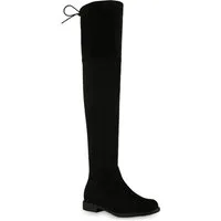 VAN HILL 836321 Overkneestiefel Damen Overknees Stiefel Blockabsatz Profil-Sohle Freizeit
